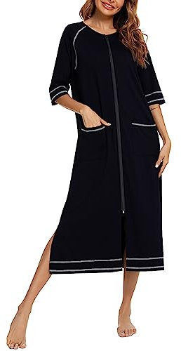 Bademantel Damen Herren Saunakilt Kurz Leichter Reisebademantel Damen V-Ausschnitt Partnerlook Pärchen Hausmantel Schlafanzug Kurzgrößen Plüsch Nachtkleid Bathrobe Schwarz L