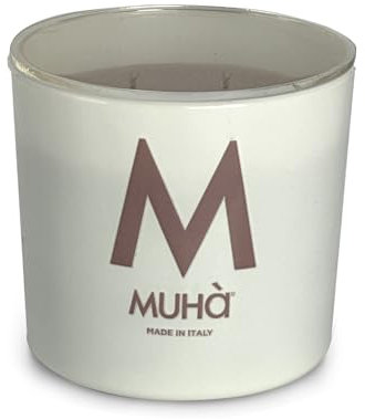 MUHA' | Candela Profumata in Vetro Bianco, Fragranza Acqua e Sale, Profumatore per Ambienti, Formato da 270 Gr