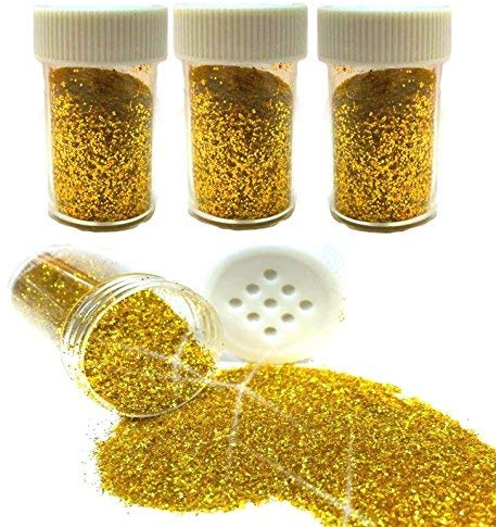Perlin Craft Glitter 12 Streudosen Glitzerpulver Kreativset 168g für Weihnachtliche Bastelarbeiten und Dekorationen Glitzerpulver Kreativset (Gold)
