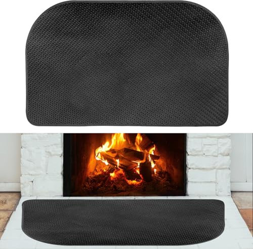 152x82cm Tapis de Cheminée, Tapis Ignifuge Fibre Verre Épaisse Tapis Foyer Antidérapant Noir Résistant Aux Flammes Étincelles Braises Protection de Sol pour Intérieur et Extérieur
