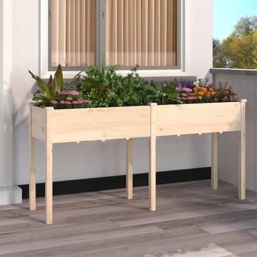 BaraSh Pflanzkübel mit Einsatz 161x45x76 cm Massivholz Tanne PflanzküBel Rechteckig PflanzküBel Hoch