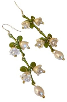 Ohrringe Design Maiglöckchen Perle Grün Ohrhaken für Frauen Mode Elegant Weiße Blumen Tropfenohrringe Hochzeitsfeier Schmuck Geburtstagsgeschenke