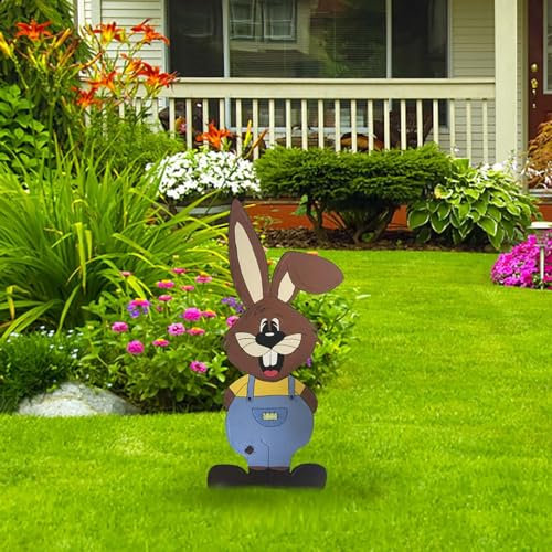 Osterhase Osterdeko Hase Gartendeko Figur Vintage Deko Frühling Gartendeko Metall Ostereier Osterdeko Ostern Gartenstecker Hasen Figuren Draußen Deko Ostern Geschenke Deko für (XB-C, One Size)