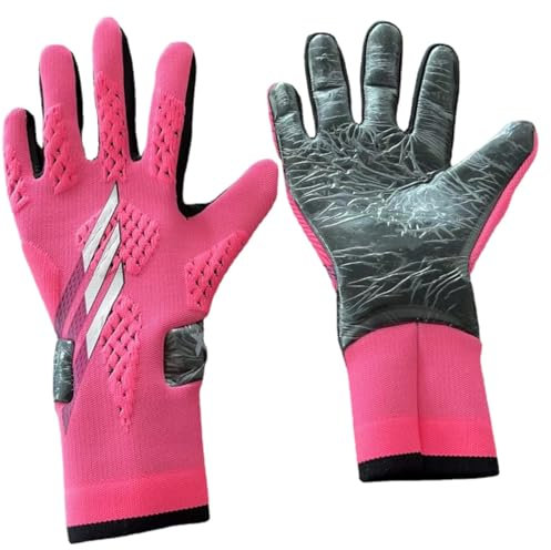 Guanti da portiere da calcio, guanti da portiere forti, antiscivolo e traspiranti per adulti e bambini (rosso rosa, 9)