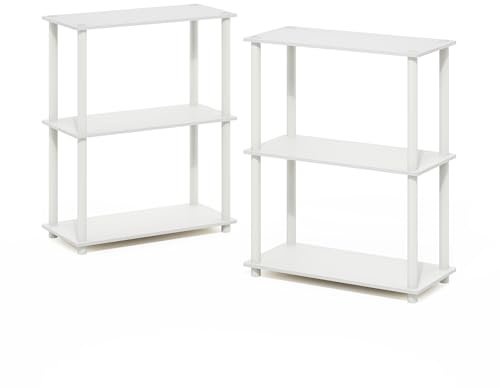 Furinno Turn-N-Tube Lot de 2 étagères compactes Multifonctions à 3 Niveaux Blanc/Blanc