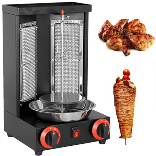 Máquina eléctrica para doner kebab, parrilla eléctrica para kebab, asador vertical, giroscopio, asador de carne con quemadores, ajuste de temperatura, 50-350 ℃ para cocina doméstica comercial black