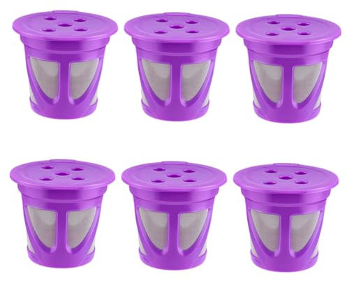UKCOCO Wiederverwendbare Kaffeekapseln Violett aus Kunststoff und Edelstahl Feine Filter 6 Stück 58mm Passend für Kaffee Dosierbecher