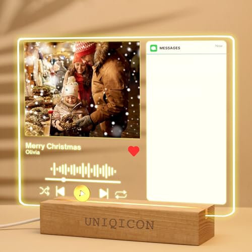 uniqicon Placa Spotify Personalizada,Fotos Personalizadas con Base,Placa Acrílica Personalizada con Foto,Regalo para Pareja, Abuela,Navidad