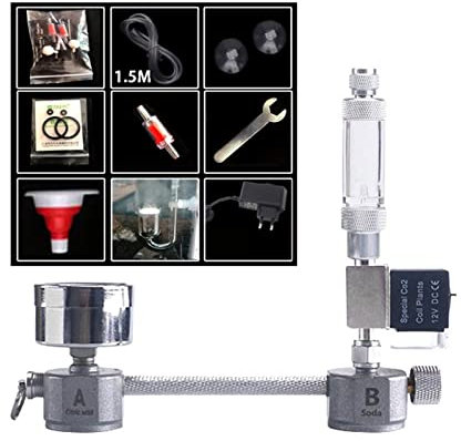 Medidor regulador de CO2 Acuario DIY CO2 Kit de sistema generador CO2 Difusor del contador de burbujas generador con válvula solenoide for el crecimiento de las plantas acuáticas para cerveza de barri