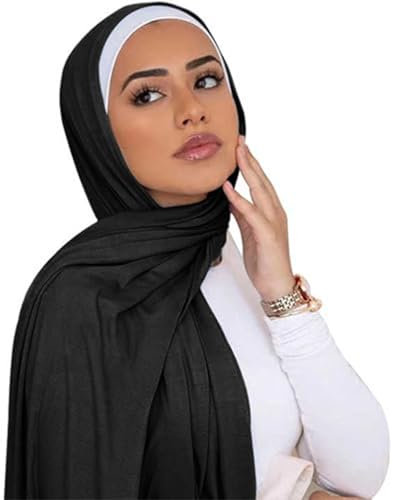 Pesoncarl Sport Hijab, Jersey Hijab für Frauen, weicher atmungsaktives Modal Hijab, 67x28 Zoll langes schwarzes Hijab, Mode muslimischer Hijab -Schal für Frauen