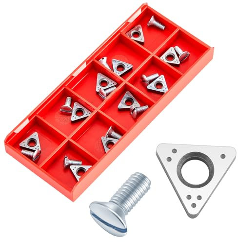 MorningRo 10 Pack 6914-10 Negative Rake Carbide Insert Brake Lathe Bits with Mounting Screws Lathe Inserts Carbide Replacement Cutter for DIY Woodturning Tools