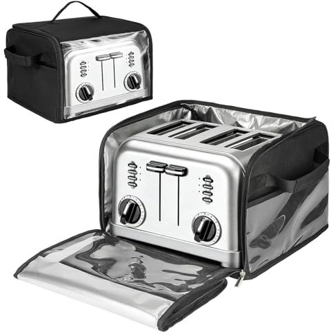 Toaster Cover 4 Slice with Aluminum Foil Lining and Base Compatible with Cuisinart/BELLA/Black and Decker,Cover Only,Black