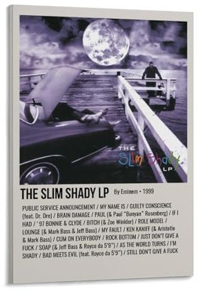 JCVXOELT Eminem The Slim Shady LPArtist Album, Hip-Hop-Künstleralbum, Cover, Musikcover, Leinwandposter, Kunstposter, Wandkunst, Poster, Leinwanddekoration, 40 x 60 cm, Rahmenstil-30