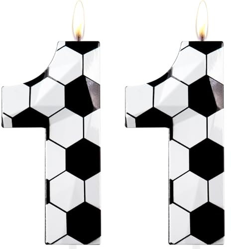 Geburtstagskerzen zum 11. Geburtstag, Nummer 11, Fußball, Happy Birthday, Premium-Wachs und 3D-Diamant-Design, Fußball-Thema, Kuchendekoration, Dekoration für Männer, Jungen, Geburtstagsparty,