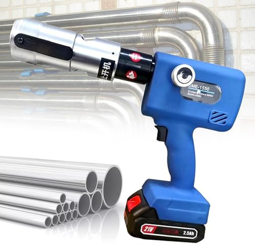 VNATWGOO Elektrische Rohrpressmaschine Mit Akku, Hydraulischem Presswerkzeug FüR Rohrverbindungen Und Verstellbaren PressköPfen,DN25