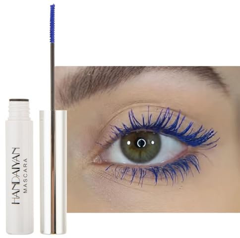 Mascara Coloré Imperméable - Finition Précise Pinceau Fin - Longue Tenue - Idéal Fêtes, Carnaval, Soirées & Maquillage Festif (Noël, Saint-Valentin)-Bleu-2