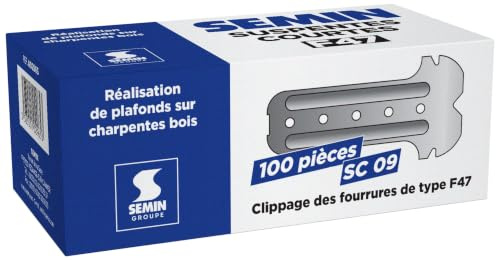 SEMIN Suspentes Courtes F47 80 mm – Boîte de 100 – Acier Galvanisé 75/100 – Fixation Plafonds Suspendus & Faux Plafonds – Compatible Fourrures F47 – Pose Rapide par Clipsage