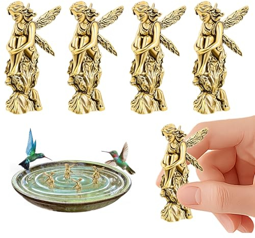 YESSZ Vogeltränke aus Messing – Mini-Schildkröten-Design, Wasserreinigungs-Ornamente für Vogeltränken im Freien, je 17 g, natürliche Reinigungsscheiben für Gartenschalen und Springbrunnen (Engel 4