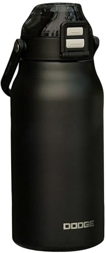 Insulated Water Bottle 1.7L, 316 Insulated Thermal Bottle, Dual-use Lid Stainless Steel Water Bottle with Handle, Thermal Large Flask Leakproof Keep Cold Drinks Bottles for Sports Gym Women Men(Black)
