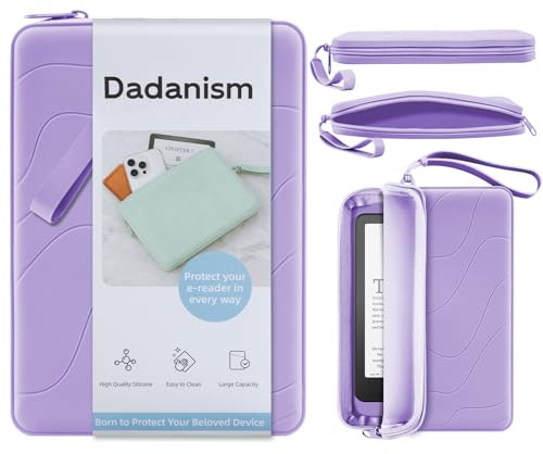 Dadanism Silicone Clutch for eReaders, Multi-Purpose Bag for Phone, Wallet | Fits 7 Kindle Paperwhite and Kindle Colorsoft Signature Edition, 6 Kobo Clara BW/Colour, 7 Kobo Libra Colour, Lilac