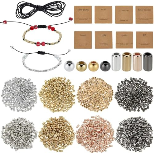 SUNNYCLUE 1 Box 1618 Stück Morsecode Armband Kit Morsecode Perlen Aus Kunststoff CCB Kunststoff Silber Gold Schwarz Fass Rohr Rund Lose Abstandsperlen Armband Für Schmuckherstellung Damen Starter DIY
