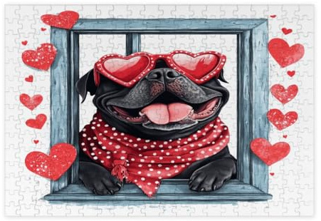 Cane Corso Hunde-Puzzles für Erwachsene, 300 Teile, Valentinstag lustige Fensterpuzzles, Haustier-Party-Geschenk, Familienunterhaltung, Heimdekoration