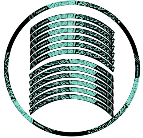 DualColorStampe Kit Adesivi Cerchi Bici ROAD - Decalcomanie Ruote MTB Corsa 26-27,5-28-29 Pollici - Completo per 2 Ruote - Design Geometrico Alta Resistenza B0231 (MENTA, 28-29'' POLLICI)