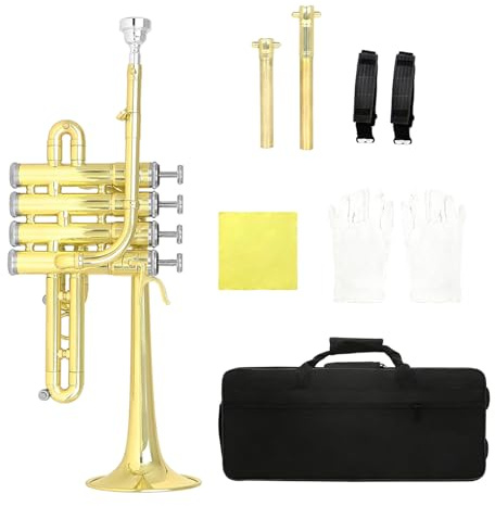 Standard Trumpet with Gloves Cleaning Cloth Carrying Case Pocket Trumpet Palms Horn for Beginner Students Enduring Standard for Beginners Full Includes Gloves Cloth Case Ideal for New Music Students