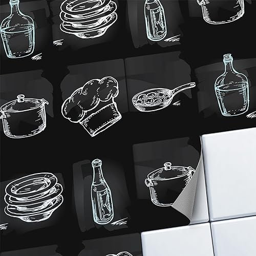 CREATISTO Fliesenaufkleber Fliesenfolie Mosaikfliesen - Stylische Sticker Aufkleber für Fliesen I Klebefliesen Deko Folien für Fliesen in Küche u. Bad/Badezimmer (15x20 cm I 48 -Teilig)
