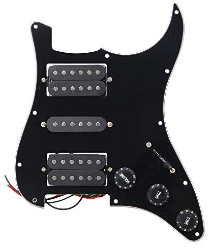 logyues Loaded Prewired Pickguard Guard Plate with HSH Preload Pickup for Electric Guitar (Black)