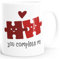 Moonworks® Kaffee-Tasse you complete me Spruch Liebe Geschenk Partner Valentinstag Jahrestag Puzzlestücke weiß Keramik-Tasse