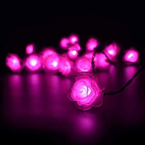 KINGCOO Solar Flower String Lights, Waterproof 20LED Rose Flower 2 Mode Solar Starry Lighting Christmas Fairy String Lights for Gardens Path Home Wedding Party Decorations (Pink)