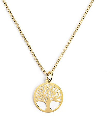 SINGULARU - Collier Arbre de Vie. Pendentif en argent 925 avec finition plaqué or 18 kt. Chaîne taille unique. Bijoux pour femme