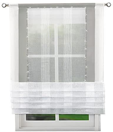 NEU Gardine Fertiggardine Vorhänge Paneel 130x70cm mit Kristall und Zirkonia (Hellgrau, 85 x 130 cm)