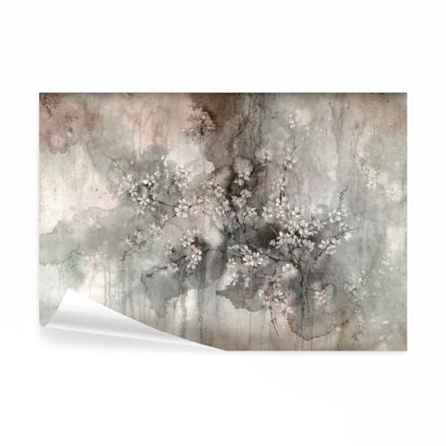 decomonkey Photo Wallpaper Flower Tree Vintage Floral 350 x 256 cm | Non-Woven, Fleece, Wall Mural, Wall Art, Modern Print, Home Decoration, Bedroom, Living Room, Nature Abstract, Picture Design