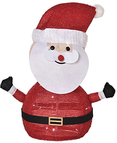 HOMCOM Père Noël Lumineux LED 51H cm - décoration de Noël LED - décoration Lumineuse de Noël - 30 LEDs 3 Clignotantes - Blanc Froid