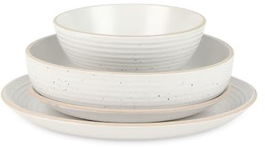 Stone Lain Lauren Modern Stoneware 16-piece Round Dinnerware Set, Plates and Bowls Set, Dish set for 4, Off White