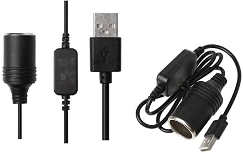 USB Port To 12V Car Cigarette Lighter Socket Female Converter Cable - 5V USB A Male to 12 volts Car Accessory Adapter Lead For Dashcam Recorder DVR GPS Appliances Max 8W (100 cm)