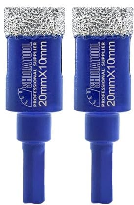 SHDIATOOL Forets Diamant 2PC 20mm Scie Cloche à Tige Triangulaire pour Porcelaine Céramique Carrelage Granit Marbre