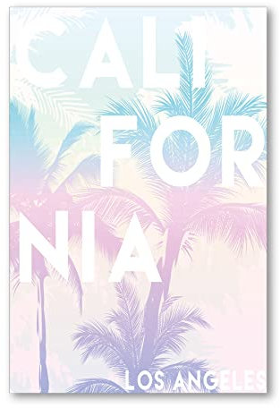 Postereck - 2204 - California Plakat, Los Angeles USA Amerika Palme - Spruch Schrift Wandposter Fotoposter Bilder Wandbild Wandbilder - Leinwand - 60,0 cm x 40,0 cm