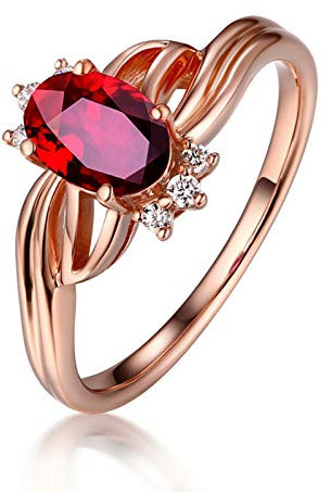 Gualiy 18Karat Gold Ring, Verlobungsring Rotgold 750 mit Oval Rubin und Diamant 1.19 Carat Hochzeit Ringe Damen Größe 54 (17.2)