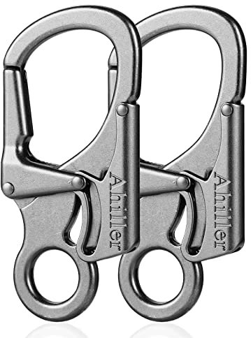 Ahiller Carabiner Clip, Double Anti-Misopening Locking Design, 3 Inch Alloy Caribena Hook, Keychain for Outdoor Camping, Hiking, Fishing, Key Ring Clip (Gunmetal-2P)