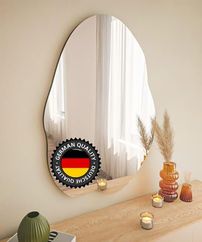 moebel17 Oho Spiegel ohne Rahmen, Wandspiegel in Silber, geeignet als Kosmetikspiegel, gewölbt mit Montage-Set, 90° drehbar, modernes Design, 60 x 85 x 3,5 cm, 8881