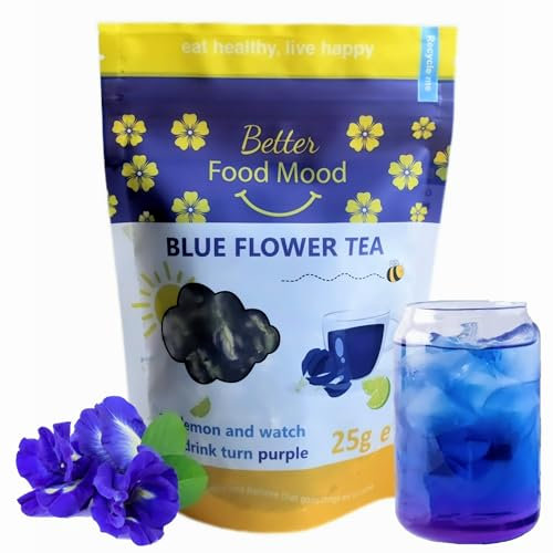 Better Food Mood Premium Blue Tea 25g | Blue & Purple Colour Changing Flower Tea | Blue Flower Tea for Blue Cocktails, Latte | Rich in Antioxidants