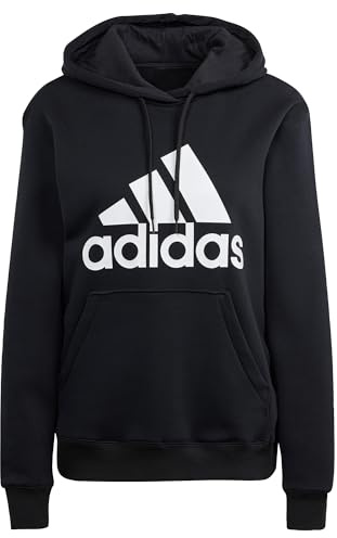 adidas Donna Essentials Big Logo Regular Fleece Hoodie, Black/White, L