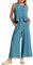 KEERADS Damen Sommer 2-teilige einfarbige Outfits Ärmelloses Rüschen Tank Crop Top & Hose mit weitem Bein Set mit Taschen Pool Dance Stangen (a-Sky Blue, S)