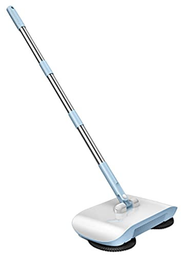 Barredora Manual de Alfombra, 2 en 1 180 Grados Relaborador de aspiradora de Empuje de Mano, barredora de Limpieza de Pisos, aspiradora para el hogar para Papel de Limpieza de Basura pequeña (azu