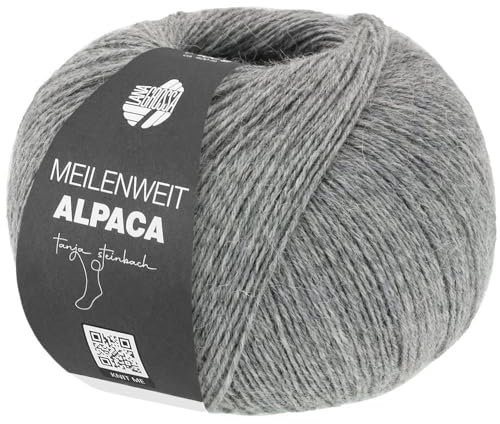 LANA GROSSA Meilenweit 100 Alpaca | Kuschelweiches Alpaka-Sockengarn, im Wollprogramm bis 30°C | Handstrickgarn aus 70% Alpaka & 30% Polyamid | 100g Wolle zum Stricken & Häkeln | 420m Garn FB2014