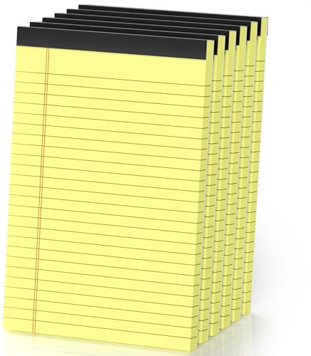 MuiAng Notizblöcke, 12,7 x 20,3 cm, kleine Rechtsblöcke, 12,7 x 20,3 cm, College-Notizblock, gelber Schreibblöcke für Arbeit oder Schule, 30 Blatt/Block, perforiertes recyceltes Notizpapier für