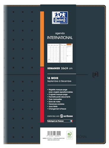 Oxford International Schülerkalender 2025-2026, Wochenkalender, 16 Monate, 16 x 24 cm, Schwarz
